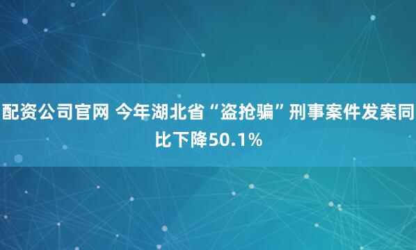 配资公司官网 今年湖北省“盗抢骗”刑事案件发案同比下降50.1%